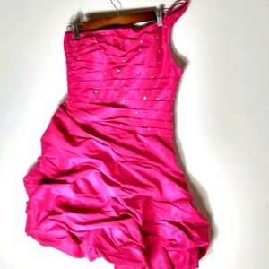 Cinderella L Formal Shocking Hot Barbie Pink 1 Shoulder Mini Dress